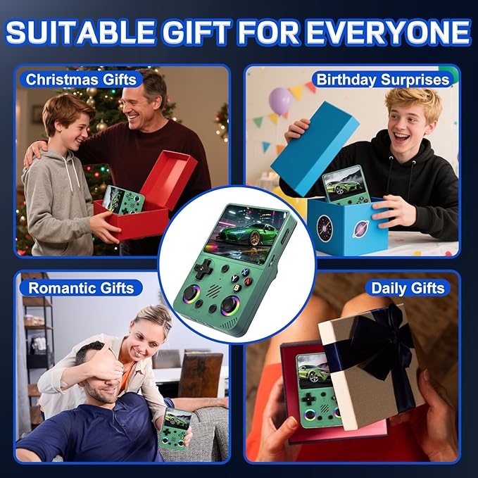 RG36 PRO Retro Handheld Game Console - Support 30000+ Classic Games,3.5-Inch Screen,3000mAh Battery,Linux OS, Portable Game Console for Travel - Birthday Gift for Teens,Boy Friends(Green)