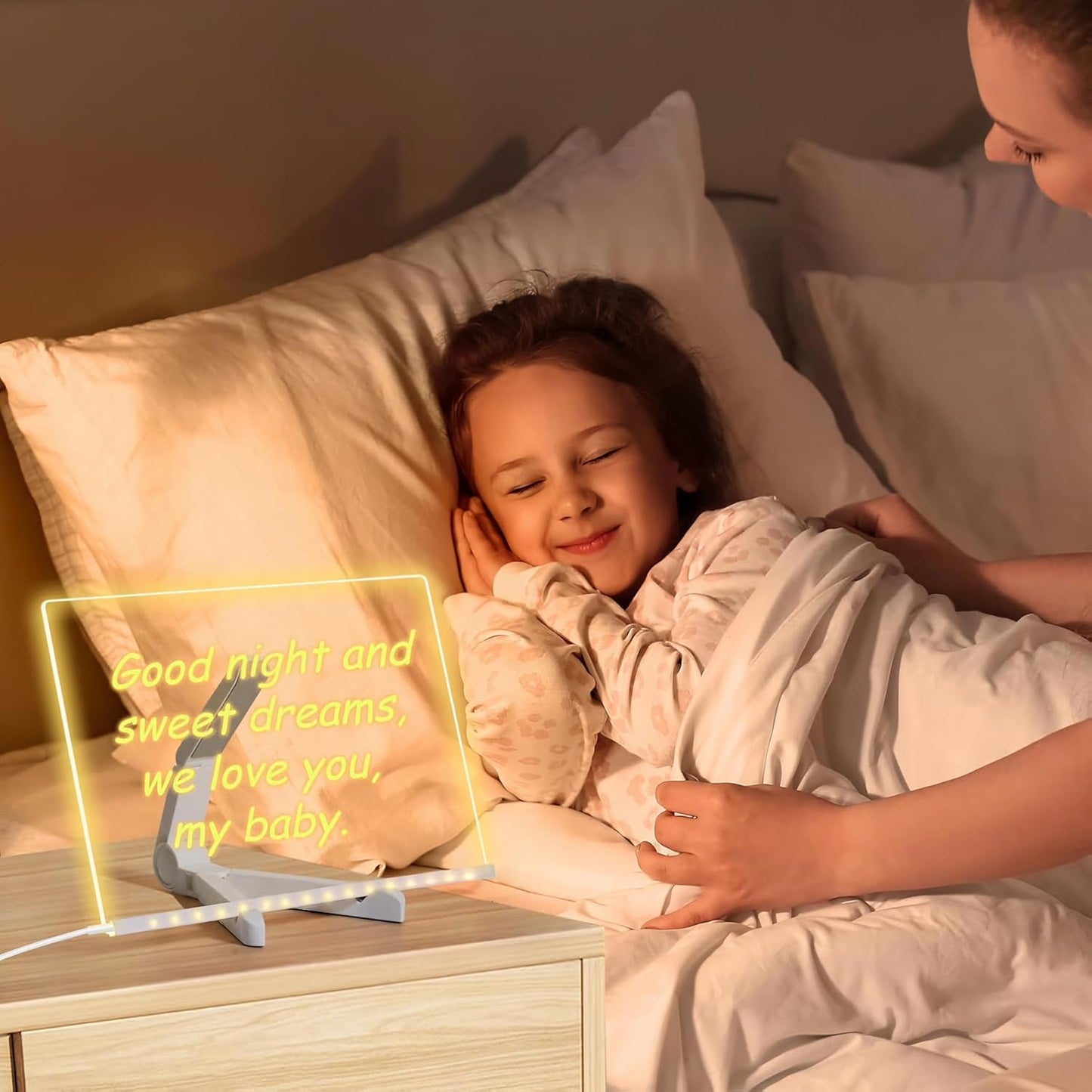 Large Acrylic Dry Erase Board with Light Light up Drawing Board with Stand as a Glow Memo LED Letter Message Board Note Glass Led Board White Board with 7 Pen for Office School Home (Large)