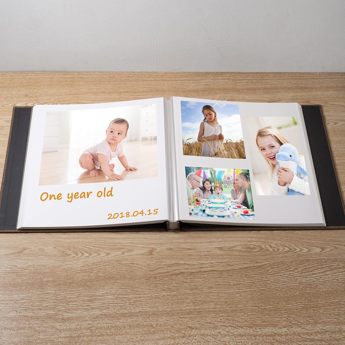 Large Photo Album Self Adhesive Scrapbook Album for 4×6 5×7 8×10 Pictures DIY Magnetic Linen Cover Album 40 Pages for Family Wedding Gifts with Metal Pen and Plastic Board