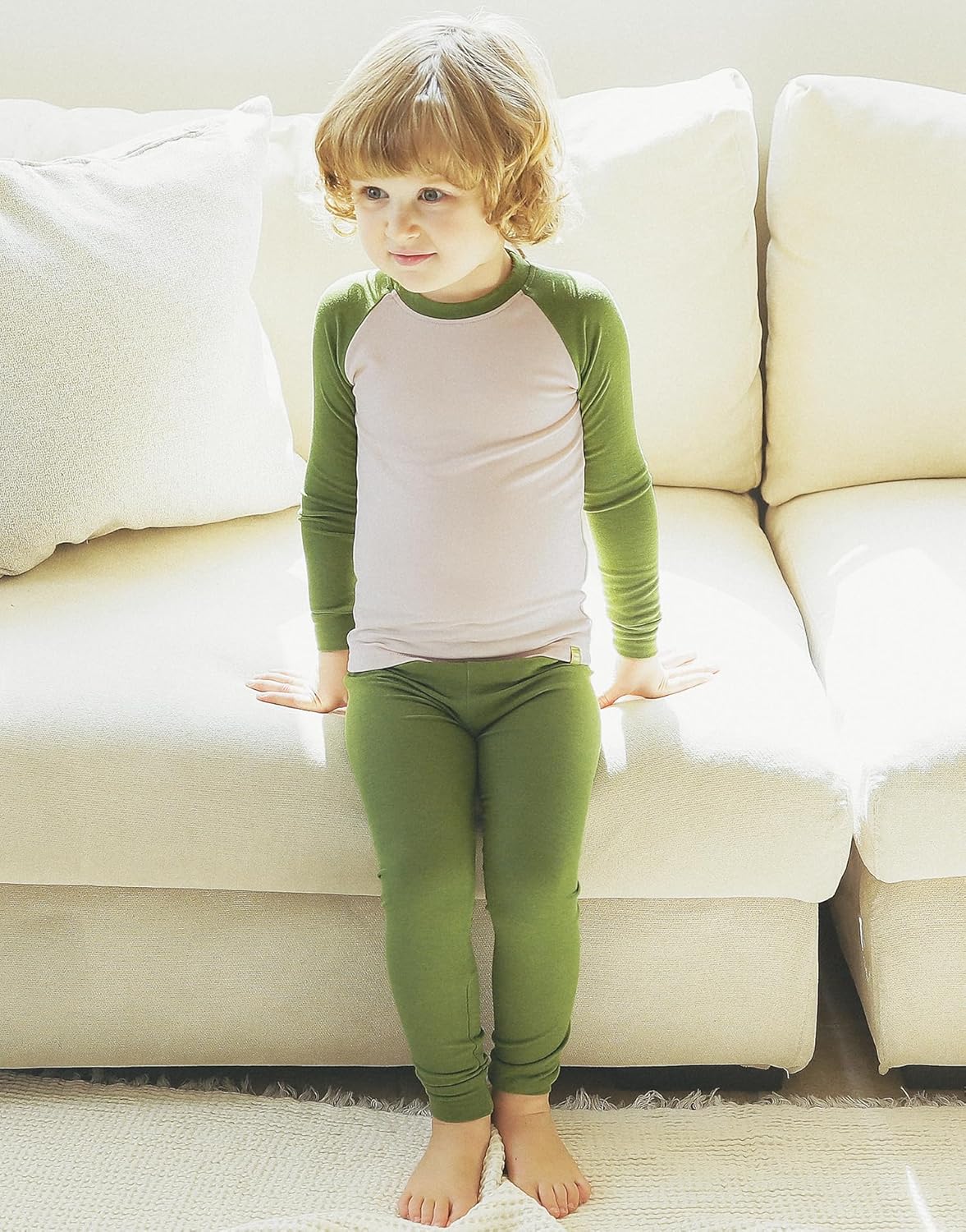 VAENAIT 6M-12Y Toddler Toddler Kids Toddler Girls Boys Soft Comfy Modal Tencel Solid Raglan Sleepwear Pajamas Pjs 2pcs Set