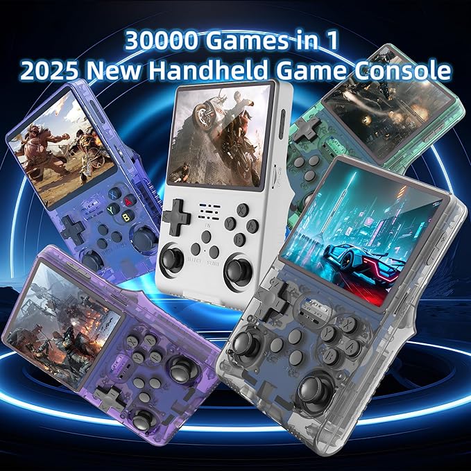 R40S PRO Retro Gaming Console, 30000+ HD Games Handheld Game Console, 3800mAh Rechargeable Mini Retro Video Console with 256GB TF Card, Portable Pocket Arcade (Transparent Grey)