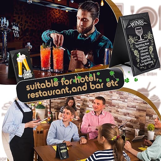 Gerrii Leatherette Table Tents Black PU Leather Menu Covers Bulk Double Sided Frame Sign Holders 2 Side Drink Dessert Menu Folders for Restaurant Coffee Cafe Bar Wedding Supplies(20 Pack,4 x 6 Inch)