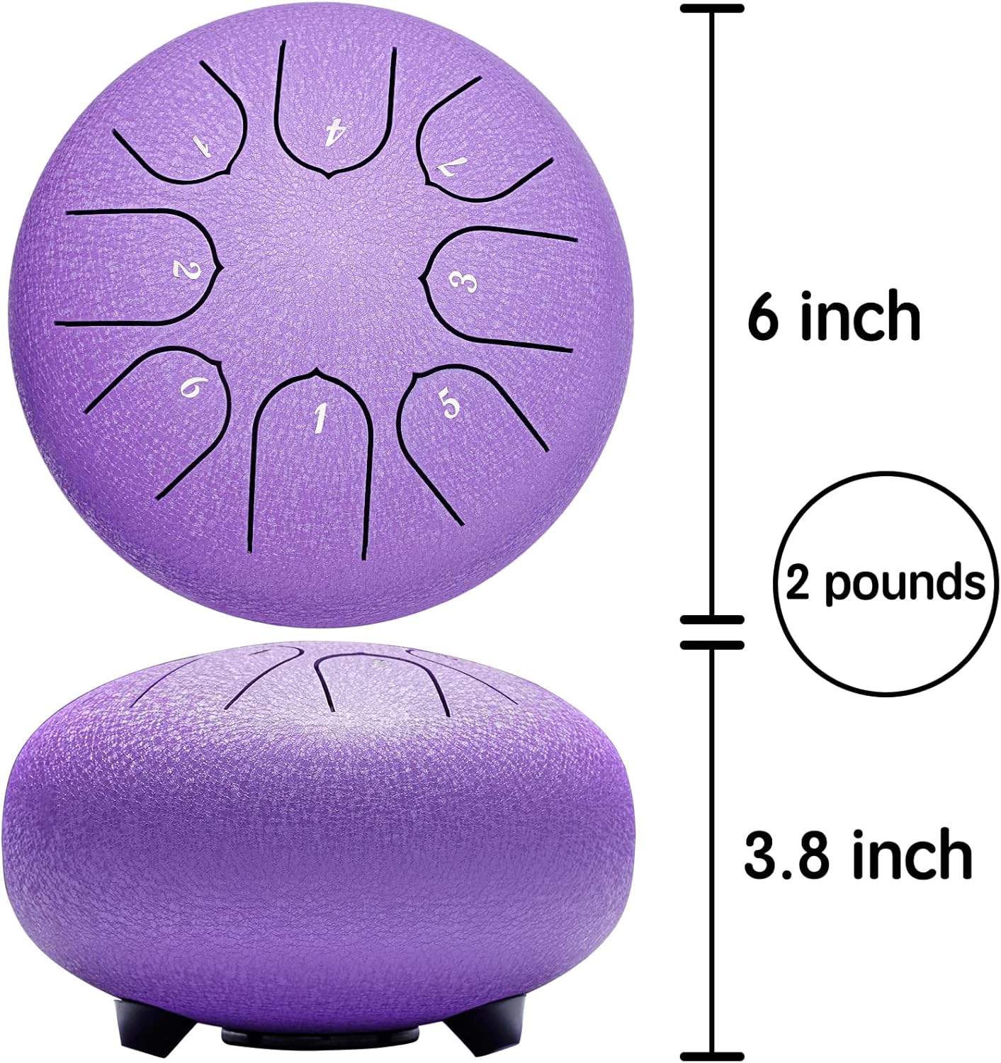 Steel Tongue Drum Percussion, 6 Inch 8 Notes Musical Instruments, Music Gifts for Family Friends (Lavender)