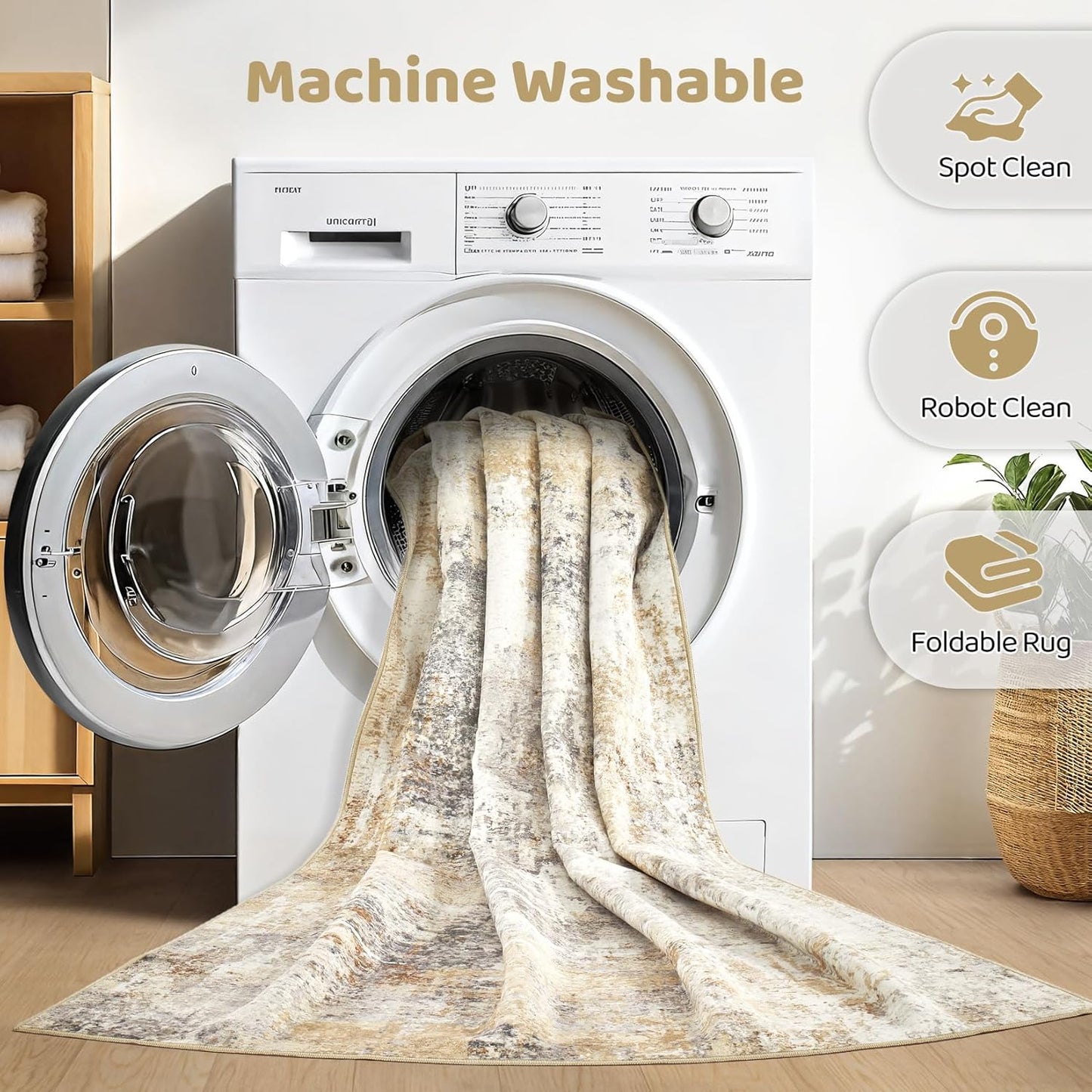 10x13 Area Rug Living Room: Washable Large Abstract Modern Soft Rugs Stain Resistant Indoor Floor Non-Slip Accent Carpet for Bedroom Nursery Playroom Dining Room Office Dorm Home House- Grey Gold