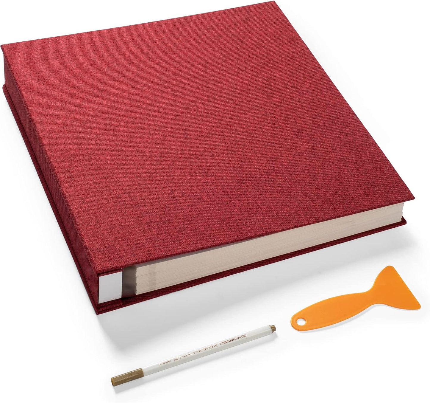 Large Photo Album Self Adhesive 4x6 8x10 10x12 Scrapbook Magnetic Album DIY Scrapbook Length 13 x Width 12.8 (Inches) 120 Sticky Pages Linen Cover DIY Photo Album(Red)