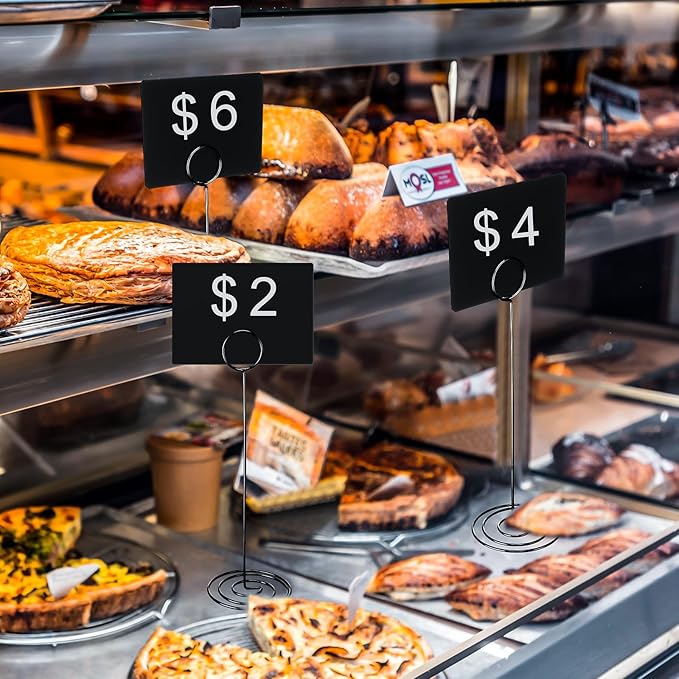 TecUnite 12 Pcs Mini Chalkboard Signs, 4"x3" Small Chalkboard Label with Metal Stand 2 Water Based Chalk for Food Buffet Tabletop Blackboard Sign for Party Bakery(Black,8.7 x 2.8 in)