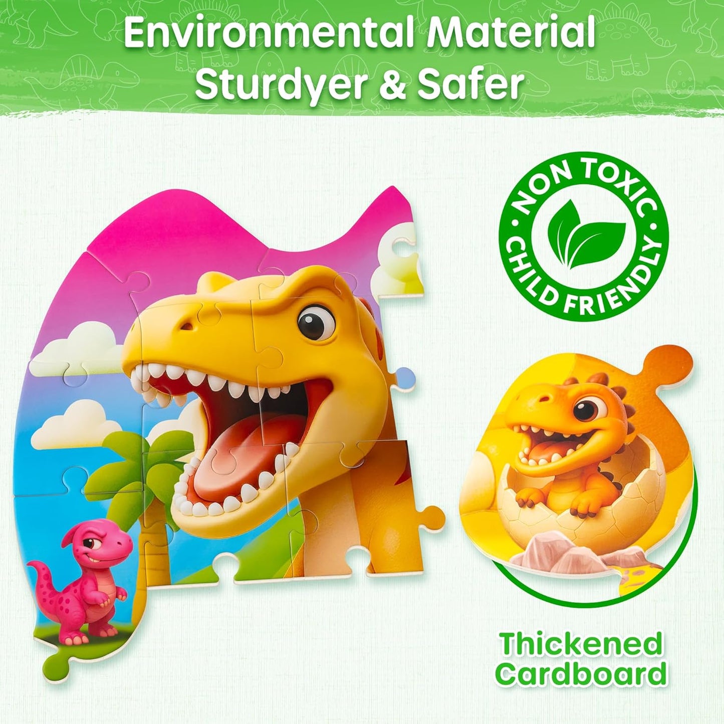 SYNARRY Dinosaur Floor Puzzles for Kids Ages 4-6, Large 45 Piece Floor Puzzles for Kids Ages 3-5, Dinosaur Puzzles for 4-8 Years Old, Dino Toys Gifts for 3 4 5 6 7 8 Years Old Boys Girls Child