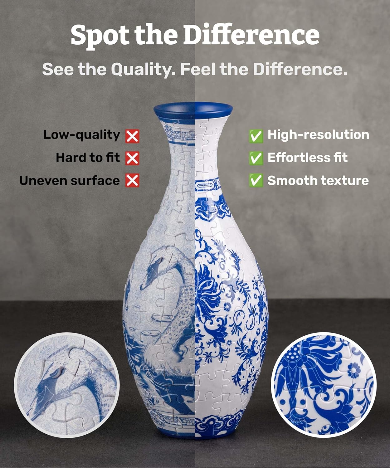 Pintoo 3D Puzzle Vase Unique Flower Vase Made by 160 Curved Plastic Puzzle Pieces House Warming Gift for Flower Arrangements and Home Decoration - [S1032] (Classic, Indigo Age)