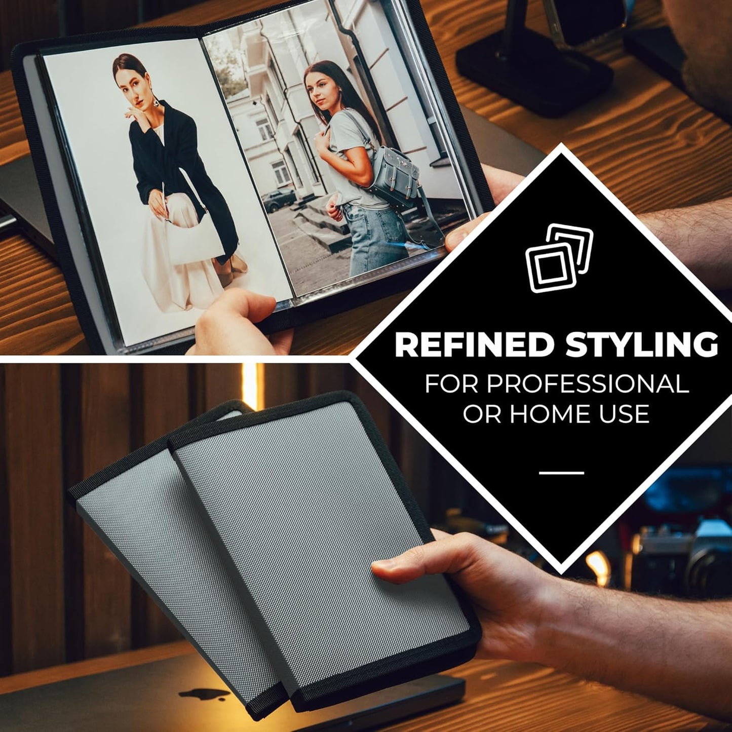 Dunwell Small Photo Album 5x7 (2-Pack), Mounting Paper, 5 x 7 Art Portfolio Binder, 24 Sleeves Display 48 Pages, Acid-Free Poly Professional Picture Book for 5x7 Artwork, Postcards