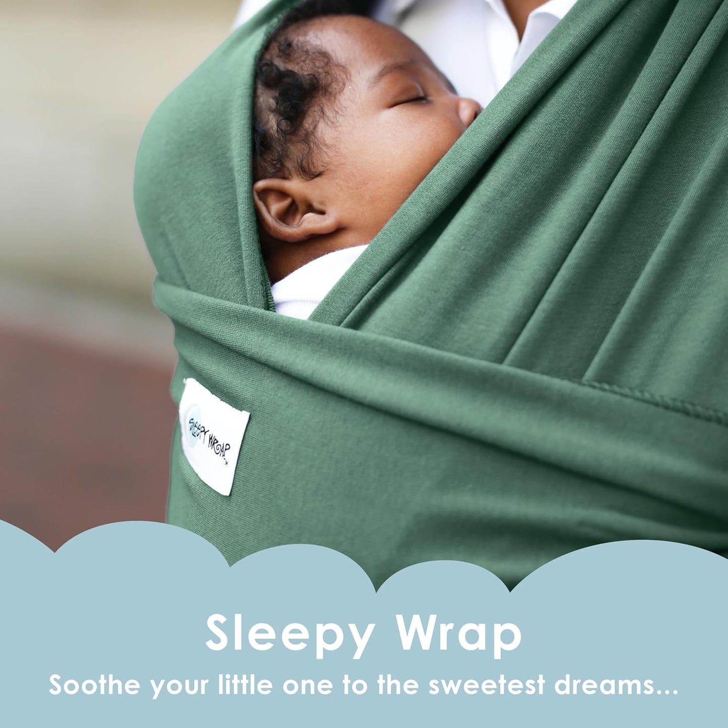 Sleepy Wrap Stretchy Ergonomic Baby Carrier Sling for Newborns to Toddlers - Hands-Free Lightweight Baby Wrap 7-35 lbs (Sage Green)