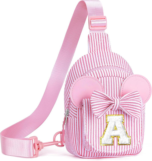 Small Sling Bag for Kids - Birthday Gifts for 3 4 5 6 7 8 9 10 Year Old Girls, Birthday Gifts for Girl Daughter Sister, Initial Cross Belt Bags for Girls Sling Belt Bag Purse(Pink A)
