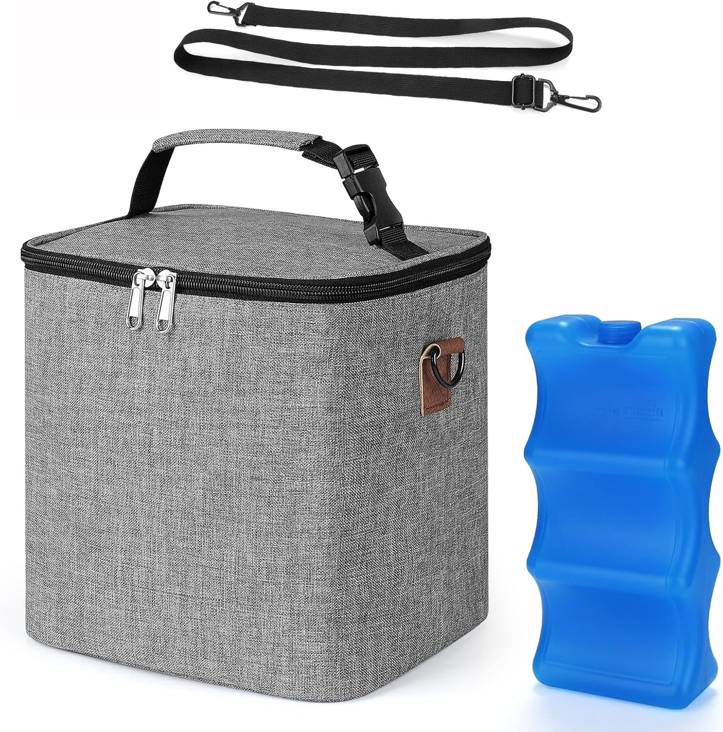 Accmor Breastmilk Cooler Bag with Ice Pack, Baby Bottle Cooler Bags, Insulated Bottle Cooler Tote Bags On The Go, Fits 6 Large 9oz Bottles, for Nursing Mom Daycare Travel, Grey