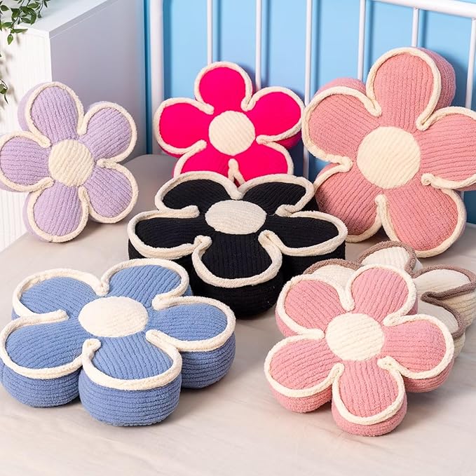 Flower Shaped Floor Cushion, Soft Decorative Throw Pillow, Cute Seating Cushion, Plush Pillow for Sofa Couch Bed (13.7 Inch, Lavender)