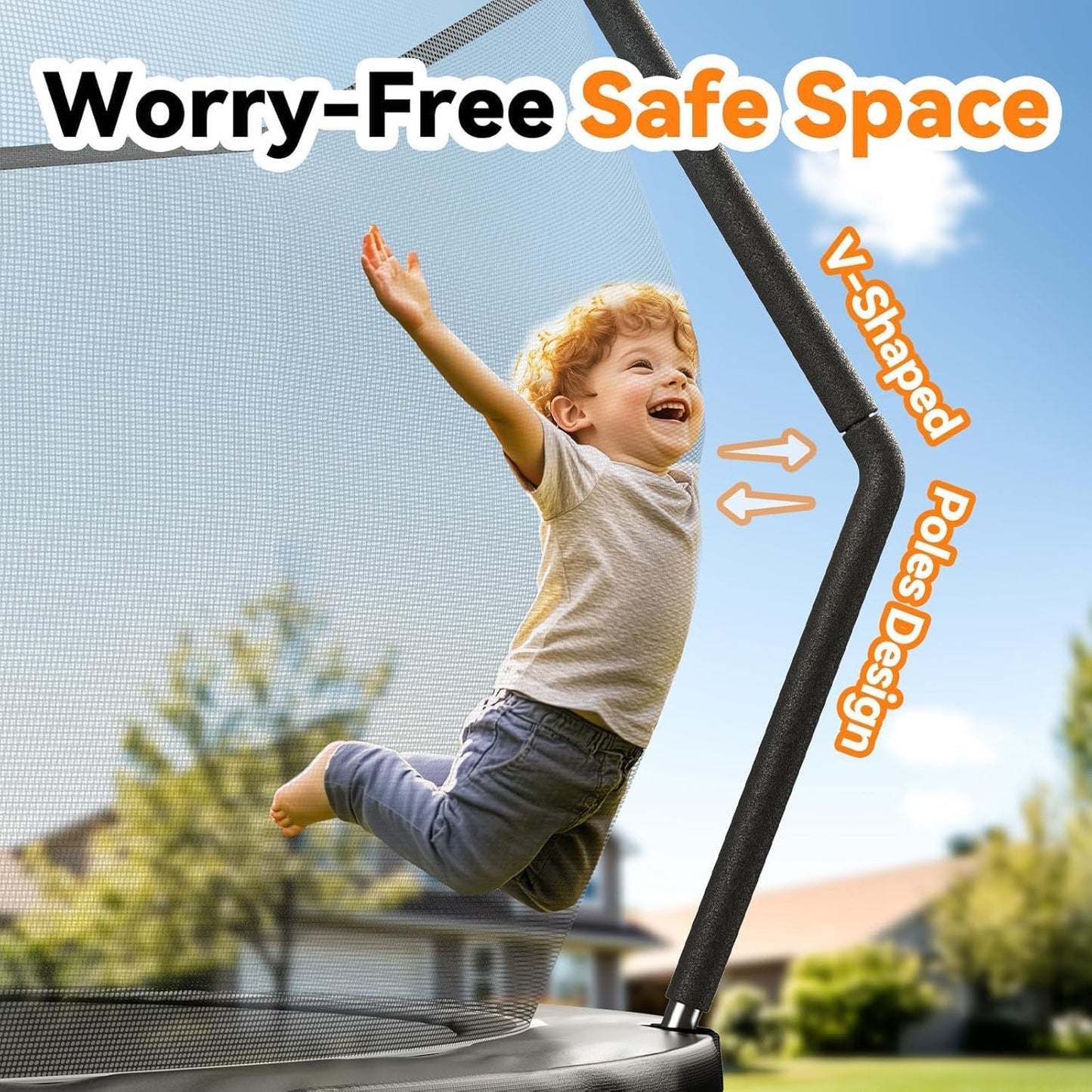 BCAN 8FT 10FT 12FT 14FT 15FT 16FT Recreational Trampoline with Enclosure for Kids Adults, ASTM Approved, Outdoor Trampolines with Ladder for Kids