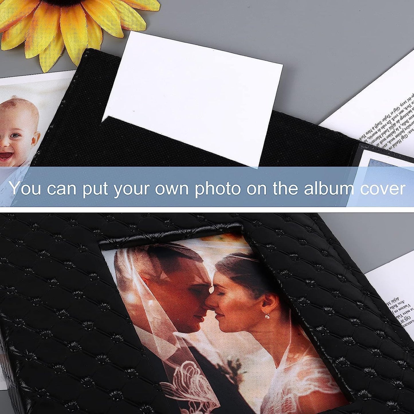 RECUTMS 200 Pocket Photo Albums 4x6 Small PU Leather Cover Wedding Family Baby Anniversary Graduation Travel Personalized Blue