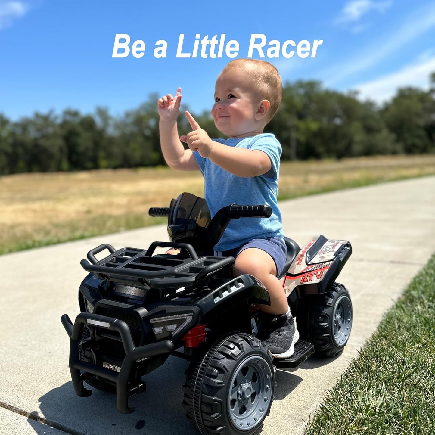 Kids ATV 4 Wheeler, 6V Ride-On Toy for Toddlers 1-3 Boys & Girls with Music, Forward & Reverse - Black