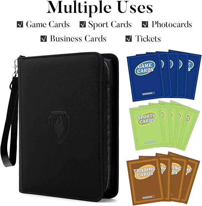 Premium Zip Trading Card Binder, 320 Card, Portable PU Collection Album, MTG & TCG Game Card Folder, Navy Blue