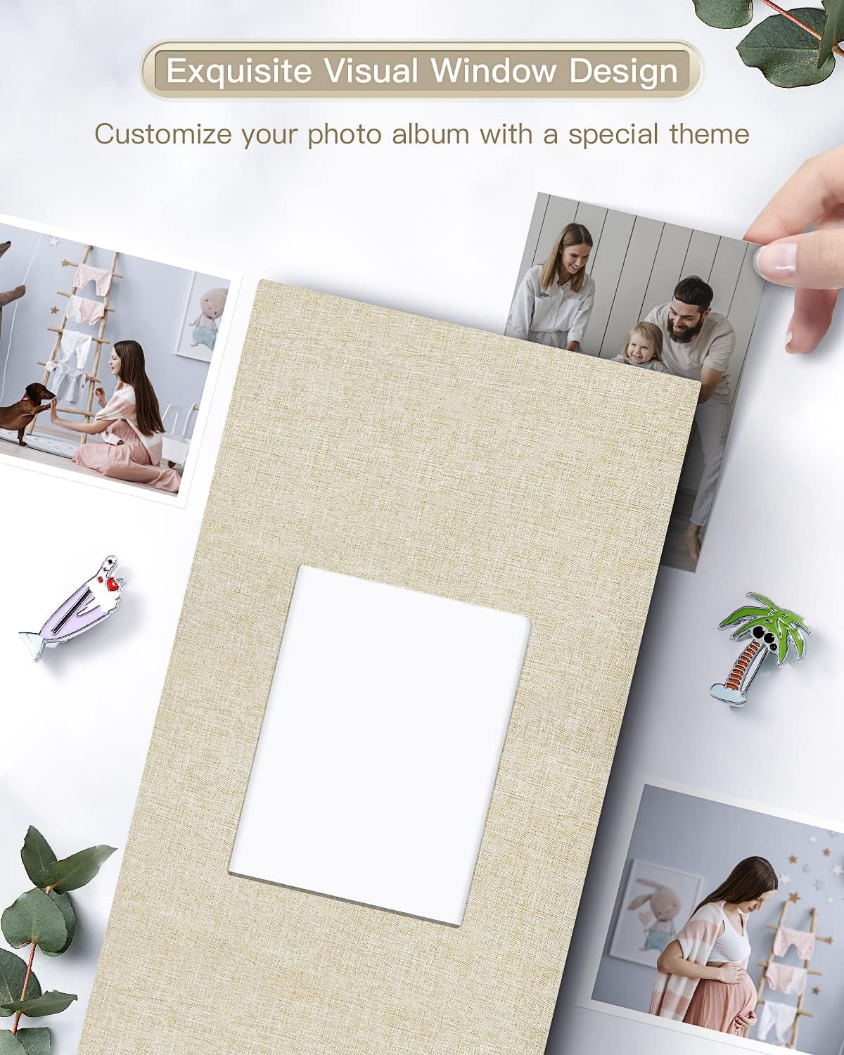 popotop Photo Album 4x6-300 Photos Linen Cover Photo Books with 300 Horizontal Pockets,Slip-in Picture Albums for Family Wedding Anniversary Baby Vacation Pictures