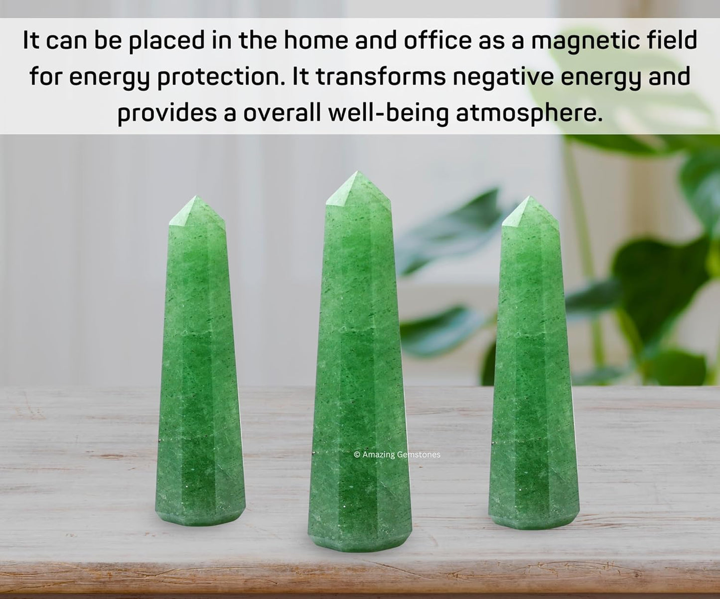 Amazing Gemstone Green Strawberry Quartz Crystal Towers - Natural Healing Crystal Point Obelisk for Reiki Healing and Crystal Grid (3 Inch)