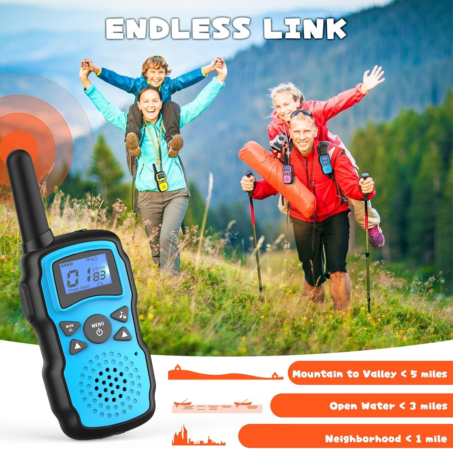 Wishouse Walkie Talkies for Kids Rechargeable Long Range,4 5 6 7 8 Year Old Boy Girl Birthday Gift,Camping Games Cool Toys Ideas for Children with 6000mAh Batteries,Flashlight,Lanyard,2 Pack Green