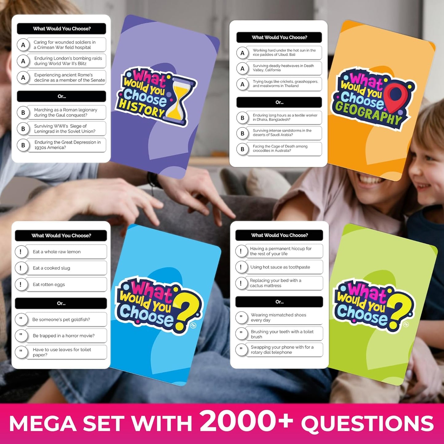 QUOKKA Board Game for 8-12 Year Olds - 4 Set - Family Card Game for Kids Ages 6-8 - What Would You Choose - Do Family Rather? - Pick Your Answer - Get to Know Your Families