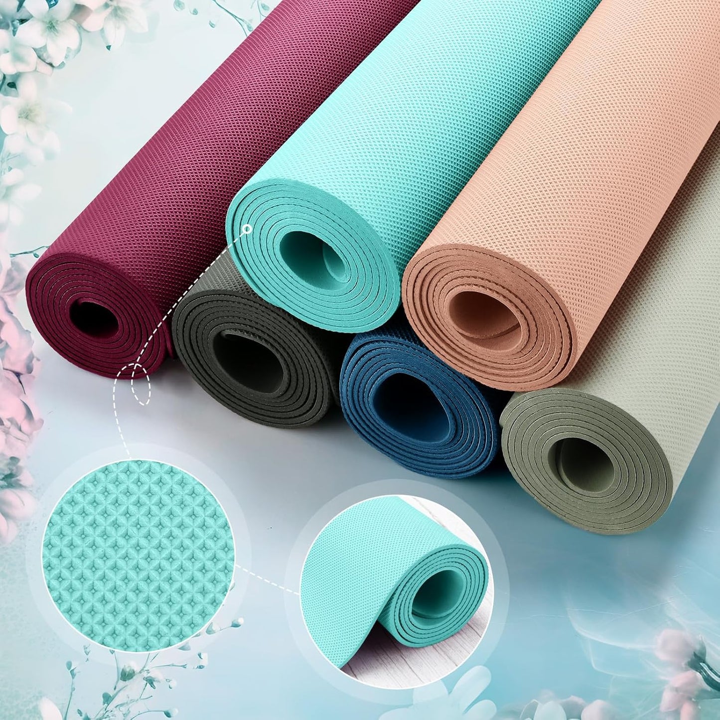 Timgle 24 Pack 68" x 24" Yoga Mat Bulk, 4mm Thick Extra Long Sports Mat Anti Slip Tear Resistant Yoga Exercise Set for Fitness Stretching Home Workout Gym and Studio