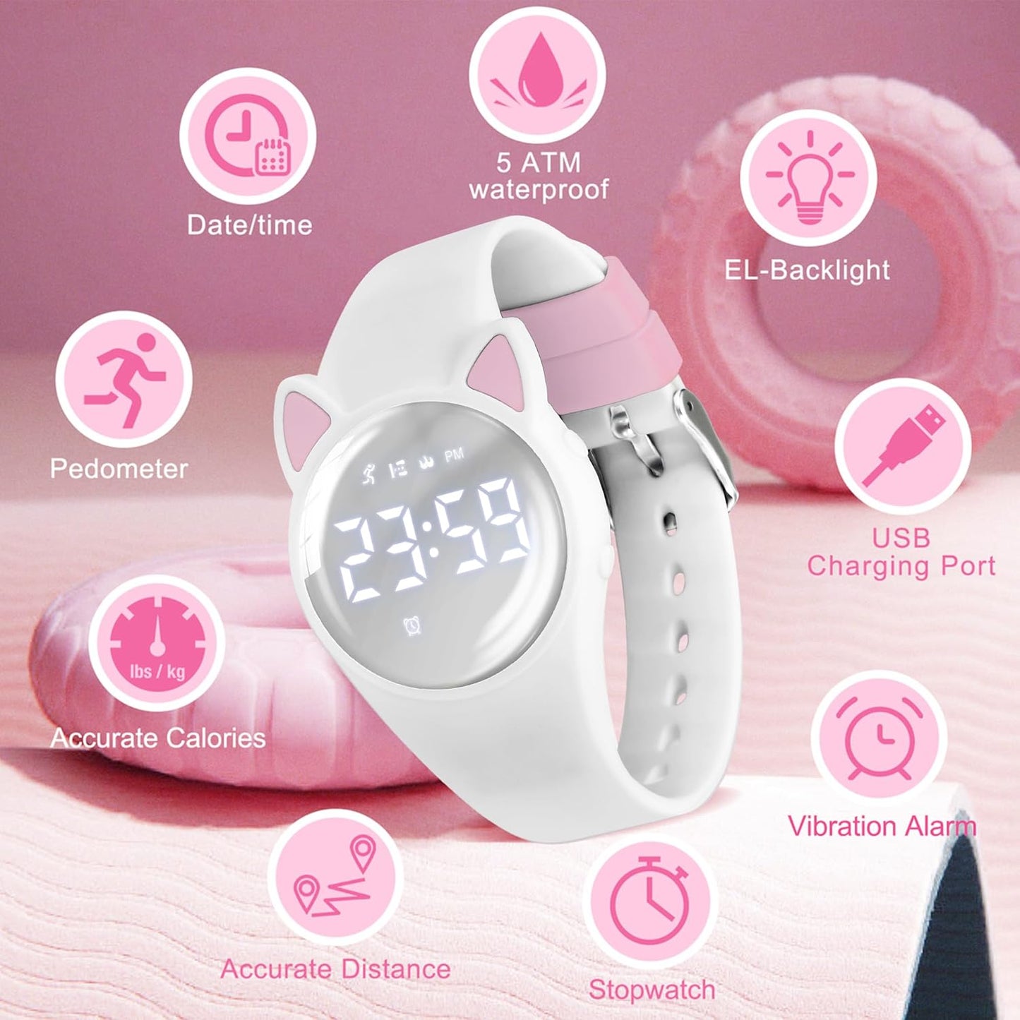 Kids Watches for Girls Boys Digital Sport Watch with Step Counter Pedometer Vibration Alarm Clock, No App Waterproof Fitness Tracker Kids Watch Boys Girls Teens Students Ages 5-16