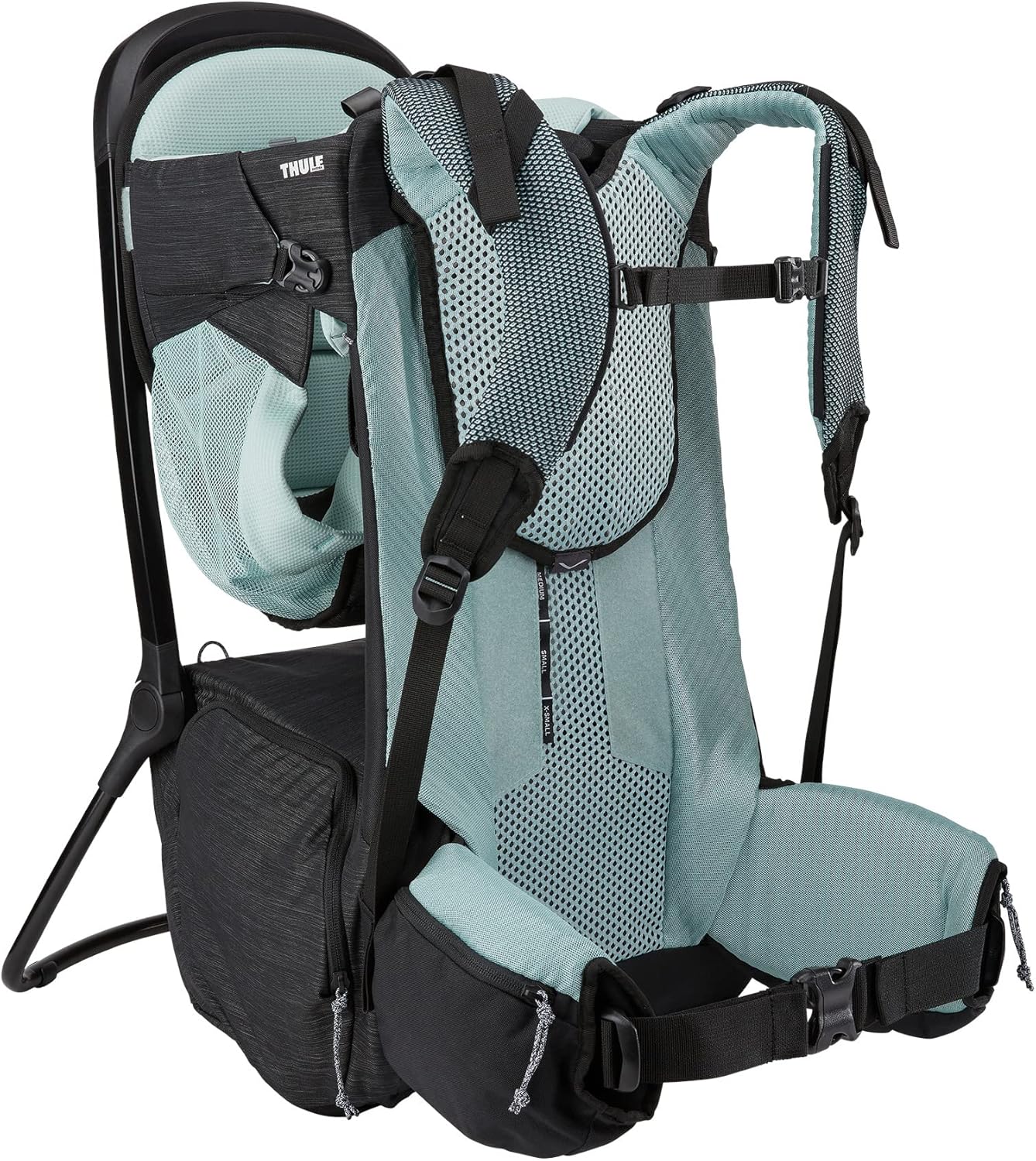 Thule Sapling Child Carrier Backpack - Machine Washable Seat - Self-Standing Frame - Adjustable padded straps for parents - Ergonomic seat with under-leg support for child - UPF 50 Sunshade