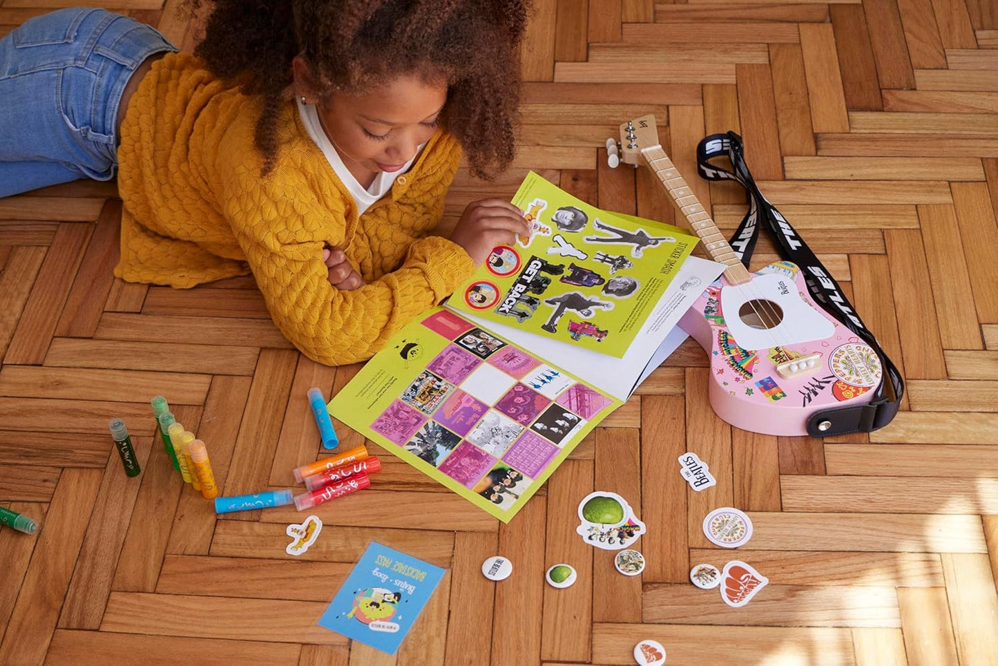 Beatles + Loog Mini Acoustic Guitar for Kids Toddler Children Ages 3+