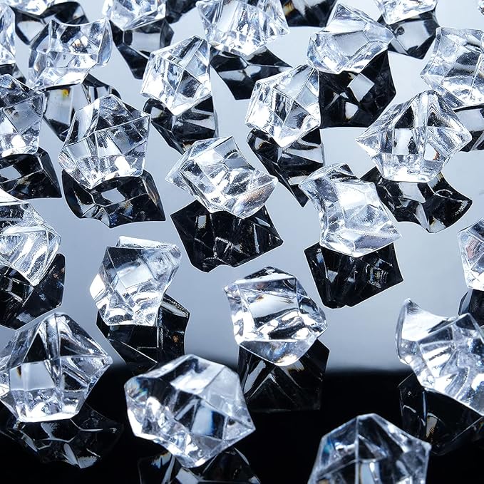 Acrylic Crushed Ice Rocks, Babenest 150 PCS Fake Crystals Plastic Ice Cubes Diamonds Gems for Vase Fillers, Home Decoration, Table Scatter, Event, Wedding, Arts & Crafts (Clear)