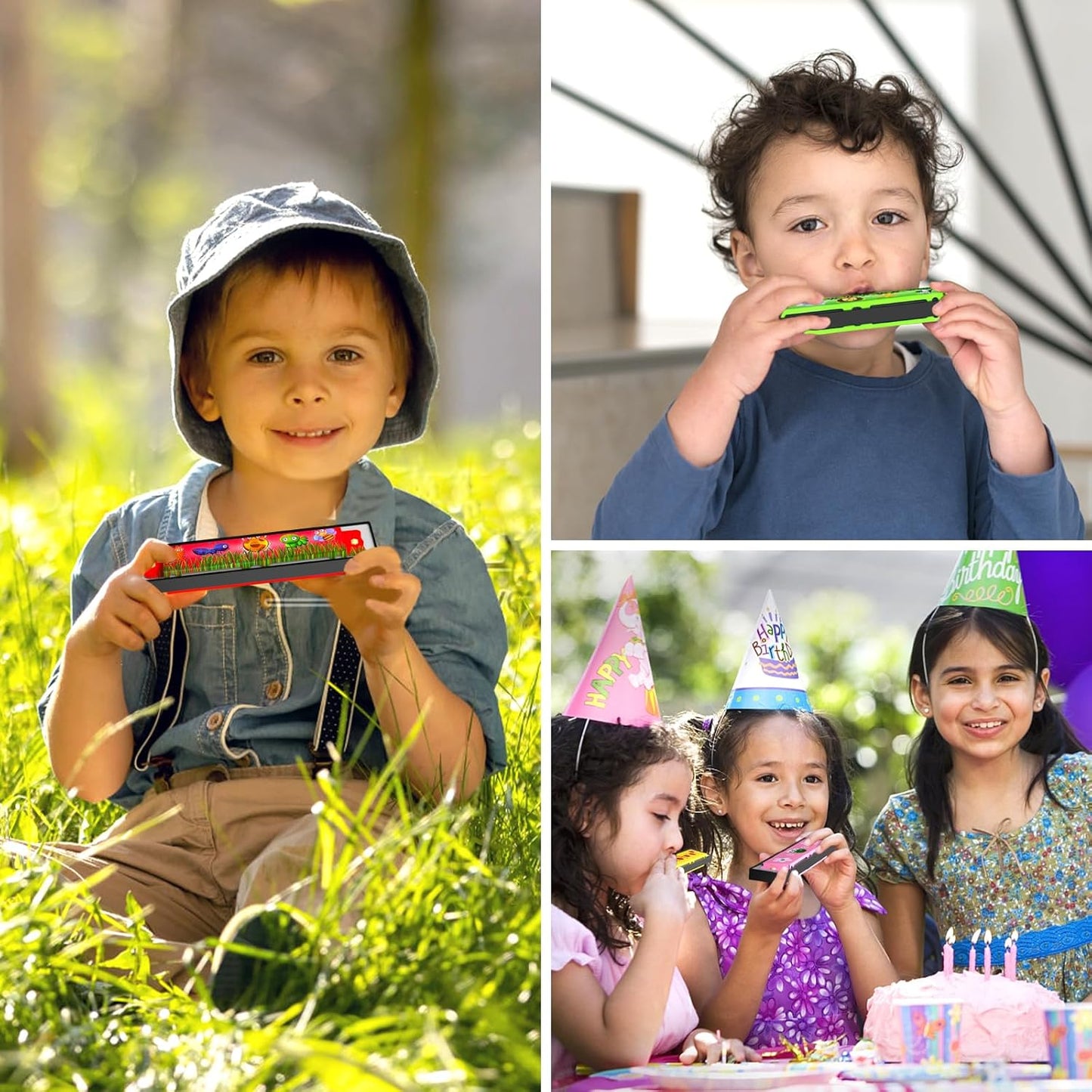 15Pcs Harmonica for Kids 16 Holes Musical Instrument, Return Gift Cartoon Double Row Harmonica Bulk Toy for Kids Party Favors Goodie Bags Stuffers & Operation Christmas Child Items