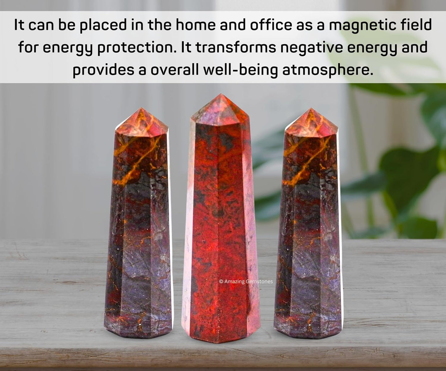 Amazing Gemstone Red Jasper Hematite Crystal Towers - Natural Healing Crystal Point Obelisk for Reiki Healing and Crystal Grid (2 Inch to 3 Inch)