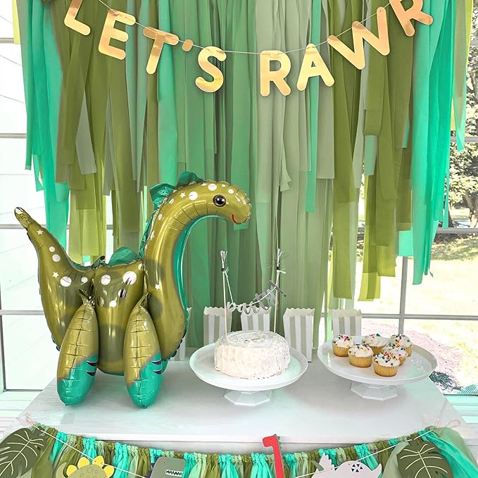 PartyWoo Crepe Paper Streamers 4 Rolls 328ft, Pack of Crepe Paper Kiwi Green Party Streamers, Crepe Paper for Birthday Decorations, Party Decorations, Baby Shower Decorations (1.8 in x 82 Ft/Roll)