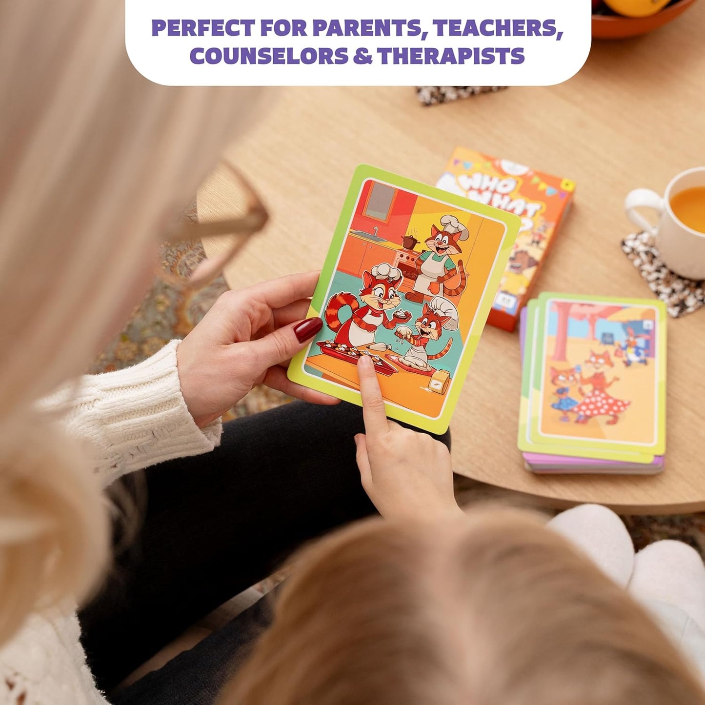 Who What Why Conversation Cards for Kids – Learning Materials for Social Skills, Emotional Intelligence, Empathy & Critical Thinking – Speech Therapy, Articulation & Sequencing Card Game, Ages 4+