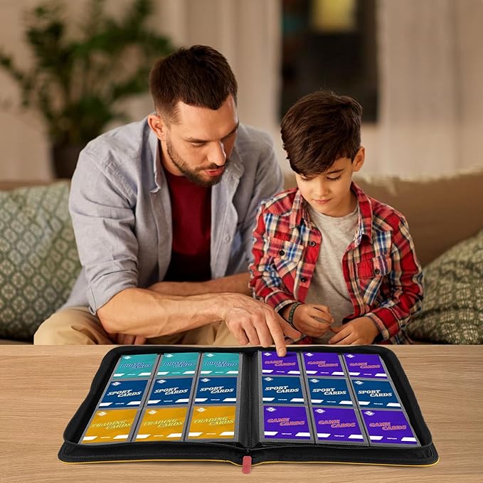 Trading Card Binder, Card Binder Album Fit for MTG Baseball Football Sports Cards, Easy to Use Card Collection Binder (Yellow, 432 Pockets)