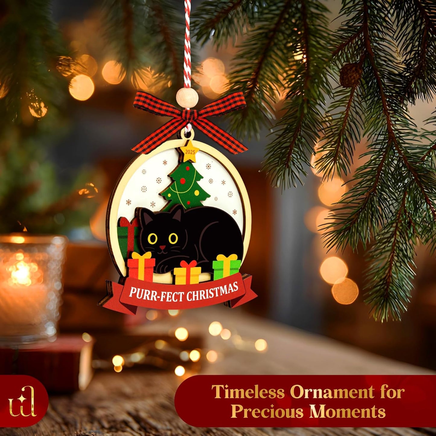 Black Cat Ornaments for Christmas Tree Decorations - Funny Black Cat Gifts for Women, Cute Cats Christmas Ornaments for Cats Lovers, Kitten Ornament Ideas