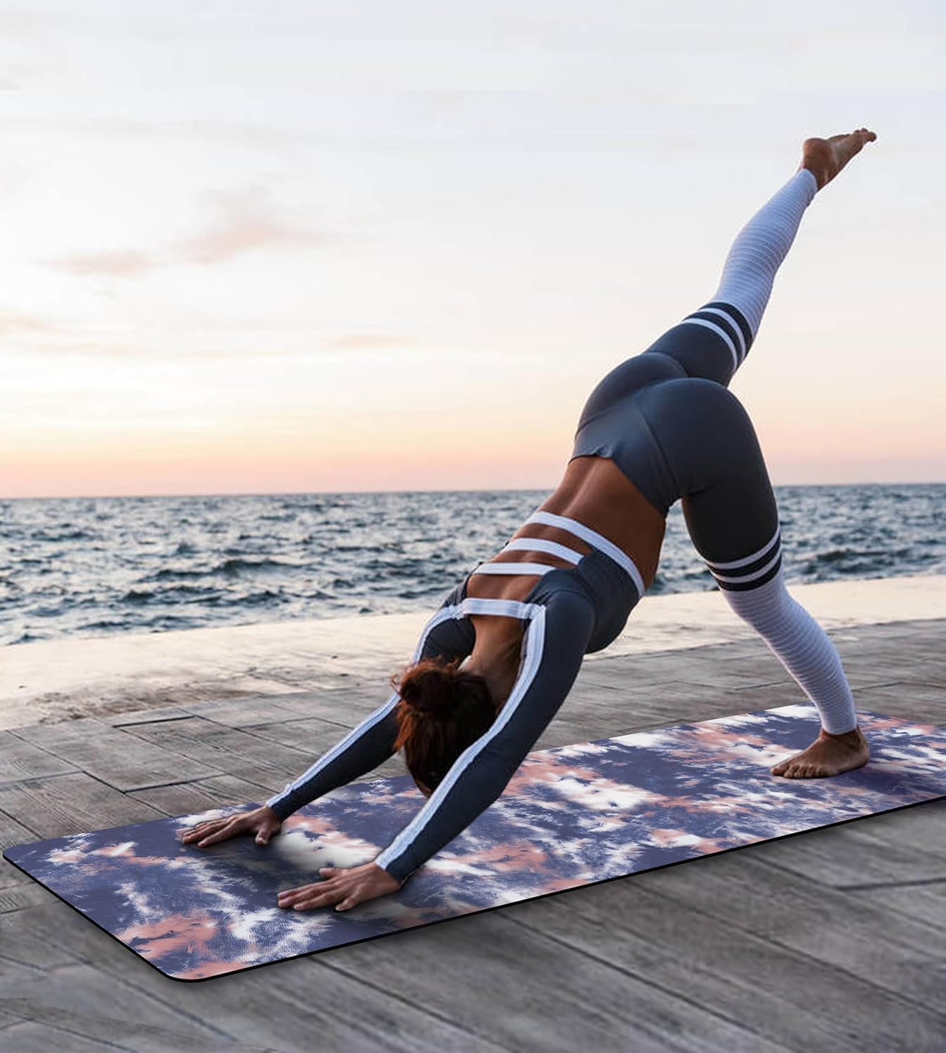 Non Slip Yoga Mat TPE Workout Mat for Men Women, Thick Workout Mat with Carrying Strap, Fitness Mats for Exercise, Yoga, Fitness, Pilates, Floor Workouts (72" x 24" x 6mm)