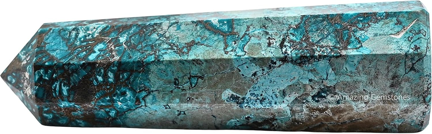 Amazing Gemstone Chrysocolla Shattuckite Crystal Towers - Natural Healing Crystal Point Obelisk for Reiki Healing and Crystal Grid (2 Inch to 3 Inch)