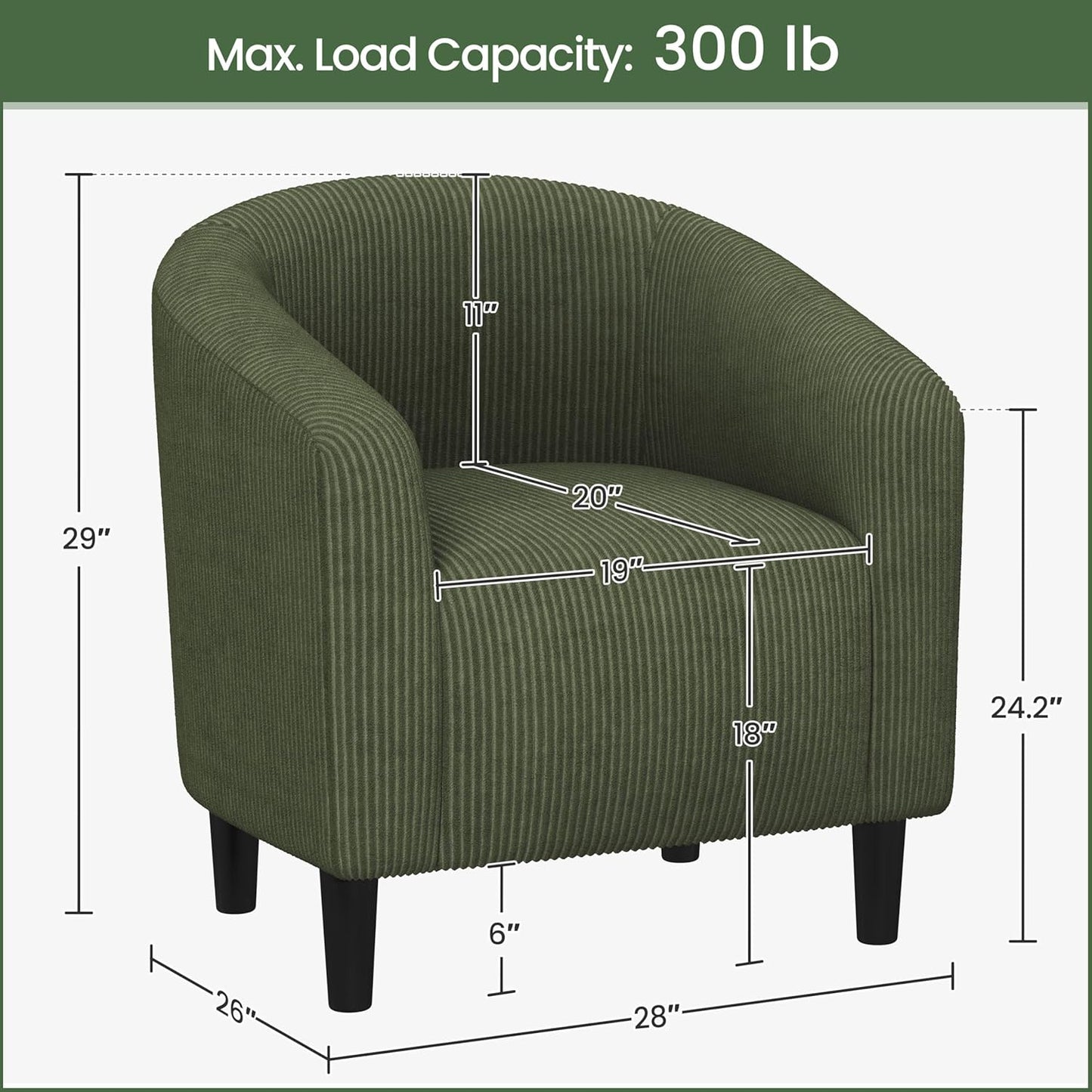 Yaheetech Accent Barrel Chair, Corduroy Fabric Club Chair, Furry Sherpa Elegant Armchair with Cozy Soft Padded, Suitable for Living Room Bedroom Reception Room Office, Dark Green