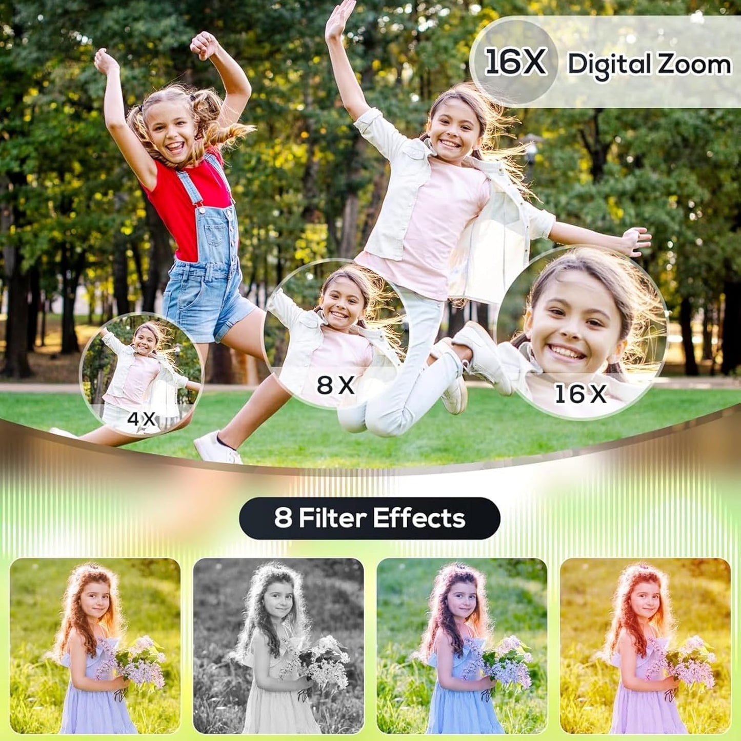 Digital Camera for Kids, WITYEAH 48MP FHD 1080P Point and Shoot Digital Cameras with 16X Zoom Anti-Shake, Compact Portable Cameras for Photography, for Boys Girls Teens Beginners,White
