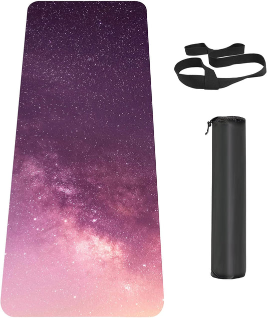 Non Slip Yoga Mat TPE Workout Mat for Men Women, Thick Workout Mat with Carrying Strap, Fitness Mats for Exercise, Yoga, Fitness, Pilates, Floor Workouts (72" x 24" x 6mm)