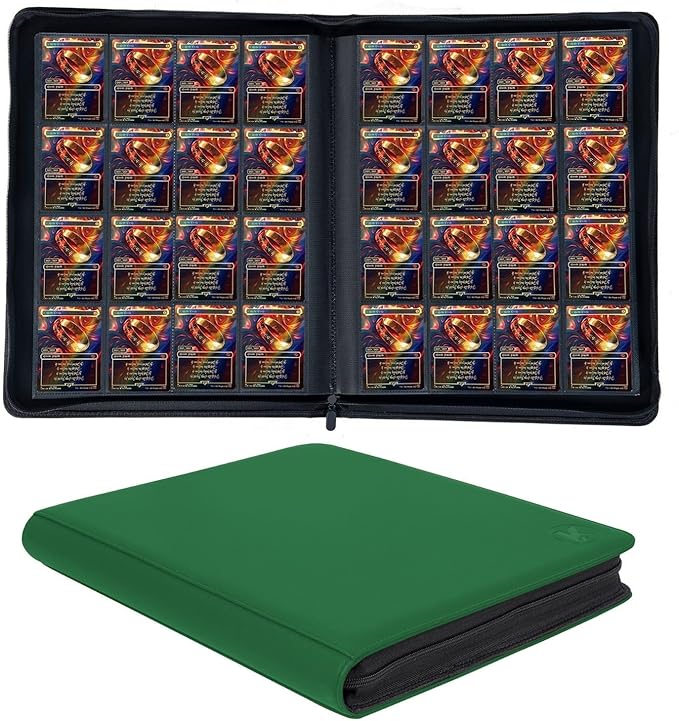 1000+ Pockets Trading Card Binder, 16-Pocket Card Ablum Compatible with MTG,Sports Cards & Other Standard Size Trading Cards (Green)