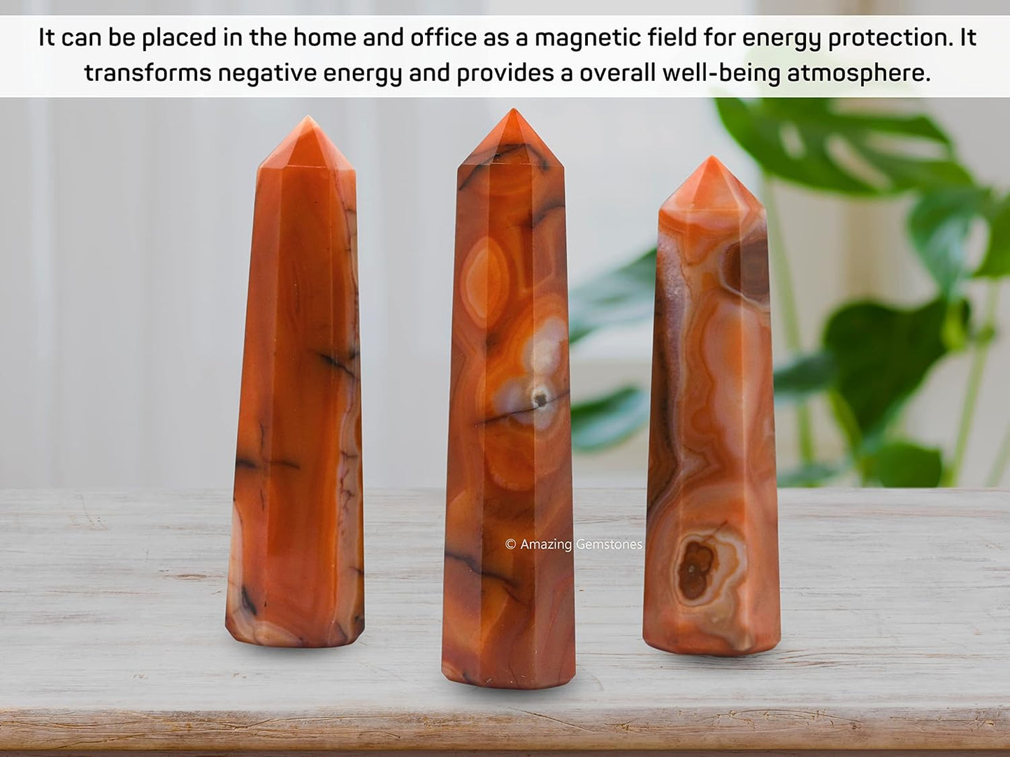 Amazing Gemstone Carnelian Crystal Towers ~ Natural Healing Crystal Point Obelisk for Reiki Healing and Crystal Grid (2" to 3" INCH)