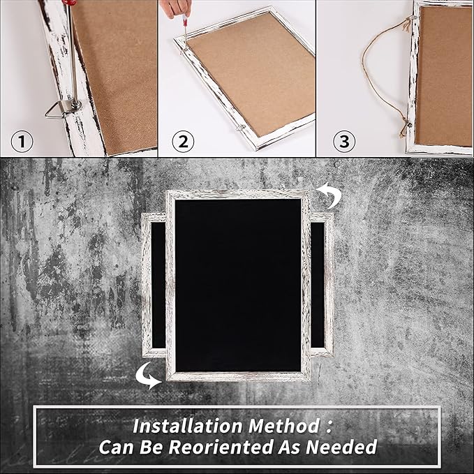 Chalkboard 12x16 inches, 3 Pack Non-Magnetic Blackboard, Rustic White Wooden Framed Chalkboards for Wedding, Kitchen and Home Decor