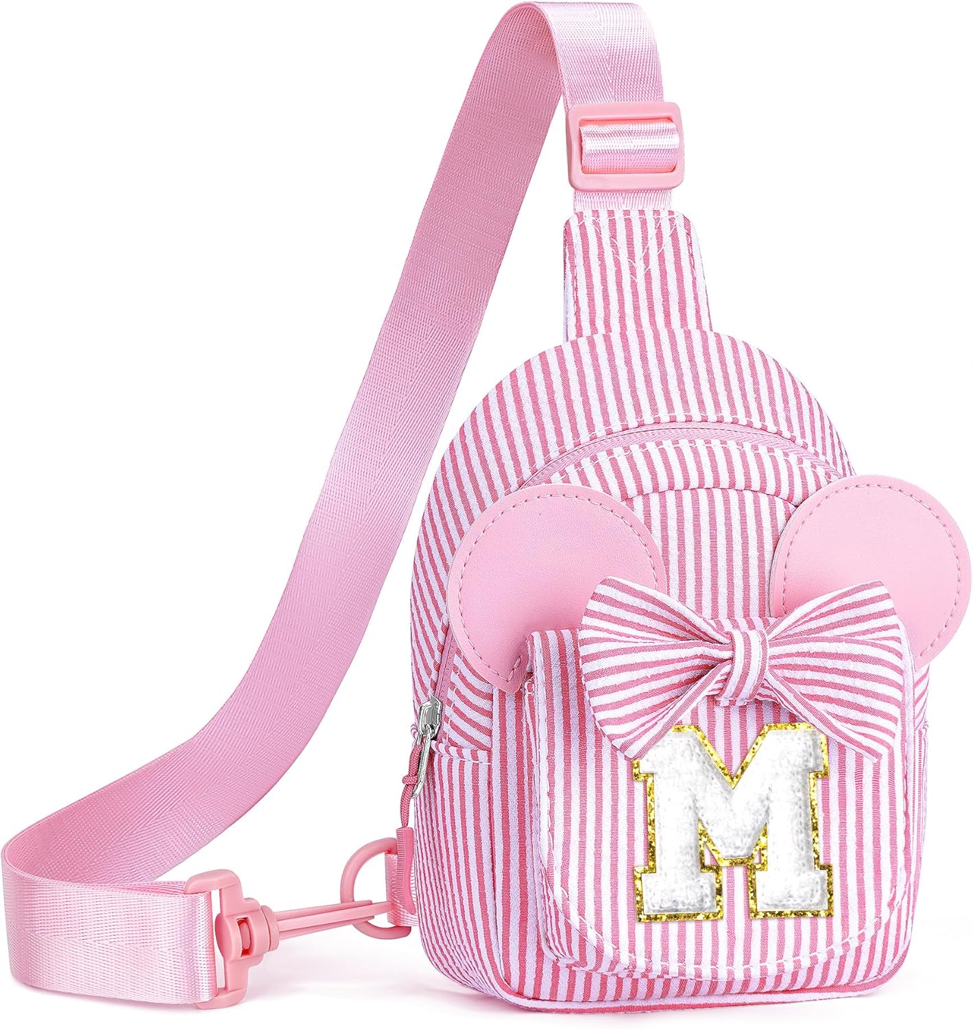 Girls Sling Bag, Initial Belt Bags for Girl, Gifts for Girls Kids, Friend Granddaughter Birthday Gift for Kids Daughter Sister Girl Gifts Trendy Stuff Crossbody Back to School Supplies (Pink M)