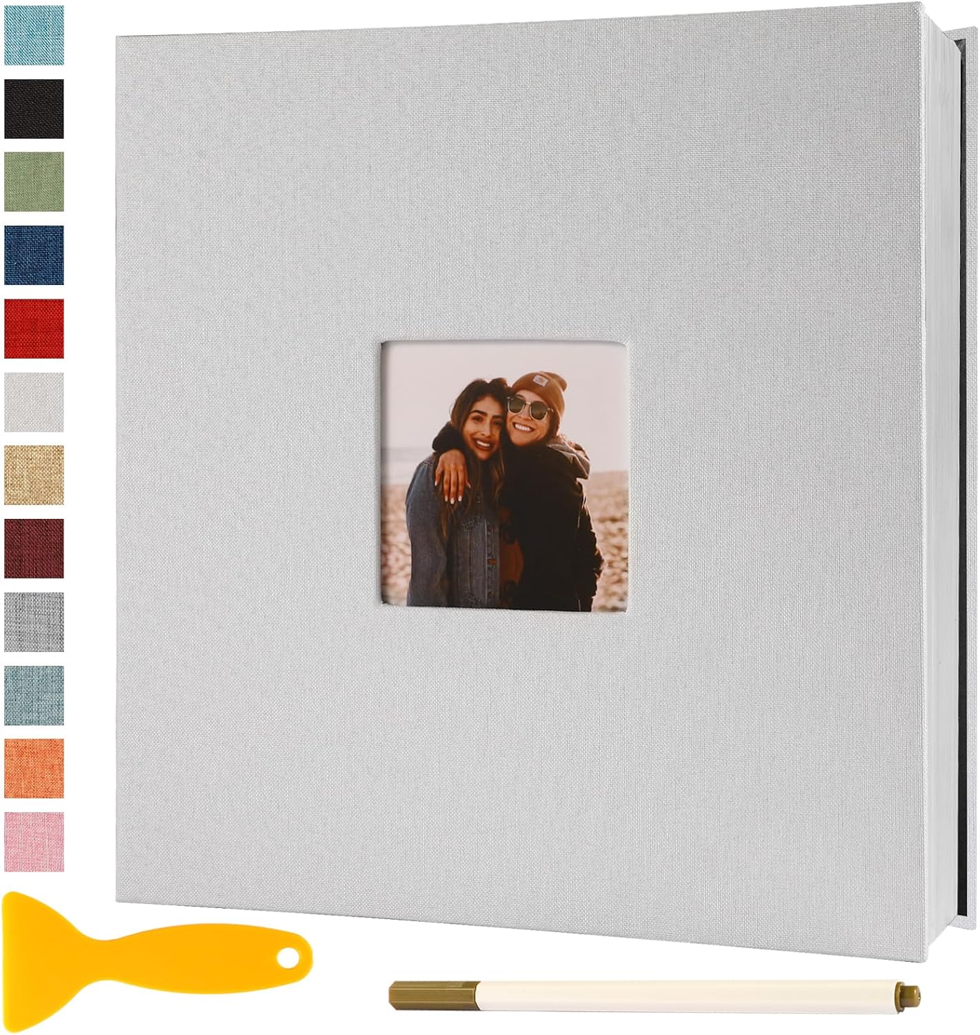 Photo Album Self Adhesive Pages Scrapbook Magnetic Photo Albums for 4x6 5x7 8x10 Pictures Sticky Pages Books for Baby Family Wedding 13.2x12.8 White 60 Pages