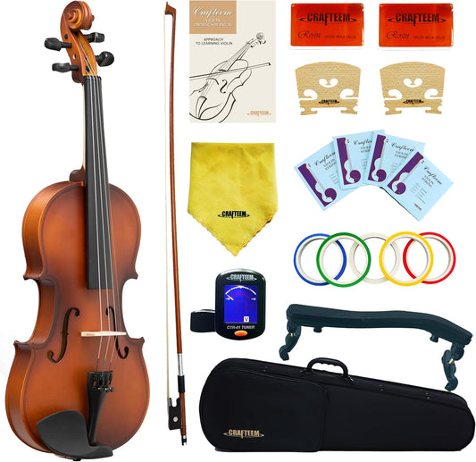 Handcrafted Premium Violin Outfit for Kids Beginner, Student, and Adults -Perfect Your Sound and Unlock Your Musical Potential with Confidence.(Matte Antique, 1/4)