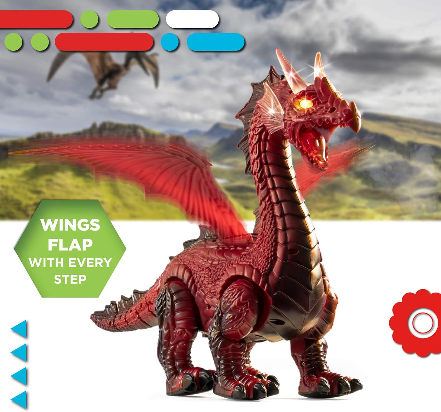 Discovery Kids RC Dragon Smoke, Large Dinosaur Toy w/Actual Smoke Breath, Wing-Flapping, Roaring, Light-Up, Realistic Sound, Easy to Use Remote Control, Fire Mist, Fun Robot Birthday