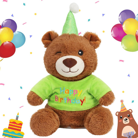 Cuteoy Happy Birthday Bear Musical Stuffed Animal Shaking Singing Dancing Plush Toy Electric Interactive Animated Plushies Gifts for Kids Girls Boys