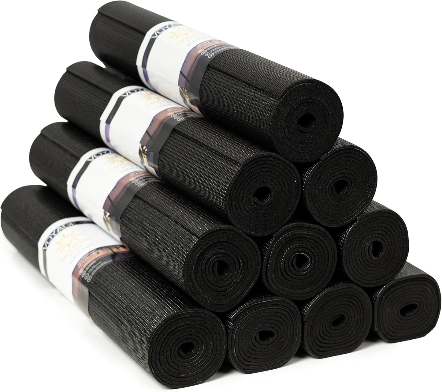 Sunshine Yoga Voyage Yoga Mat, 10 Pack, 72" x 24" Professional Studio and Gym Bulk Yoga Mats, 5mm Thick, Durable, Anti-Tear, Non Slip Fitness and Exercise Mats